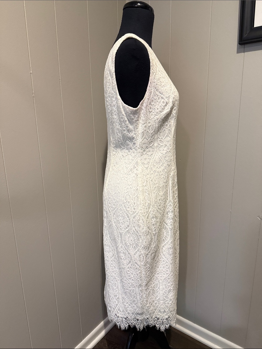 Adrianna Papell Ivory Lace Sleeveless Midi Sheath Dress - Picture 2 of 6